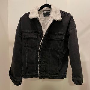 Oak + Fort shearling denim bomber jacket